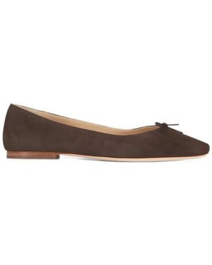 Veronica Beard Cailey Bow-Detail Suede Ballet Flats - Brown
