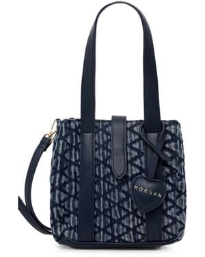 Morgan Bolso Shopper Acolchado Con Placa Del Logo - Azul