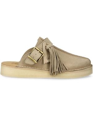 Clarks Trek Mule Suede Slippers - Natural