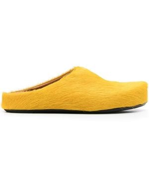 Marni Fussbet Sabot Calf-Hair Slippers - Yellow