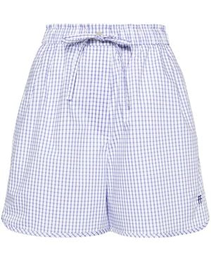 Forte Forte Gingham-Check Cotton Shorts - Blue