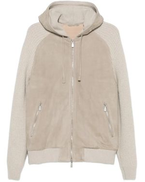Eleventy Suede Paneled Jacket - White