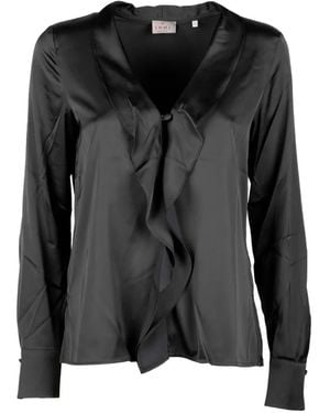 Marella Ruffled Satin Blouse - Black