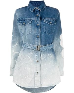 Off-White c/o Virgil Abloh This Printed Ombré Denim Dress In Blue
