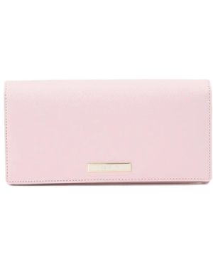 agnès b. Metal-Plaque Leather Wallet - Pink