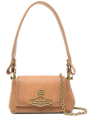 Vivienne Westwood Orb-Plaque Leather Shoulder Bag - Natural