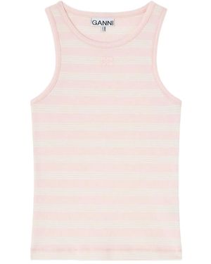 Ganni Tank Top Natural Stripes - Pink