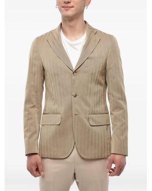 Corneliani Herringbone Cotton Blazer - Natural