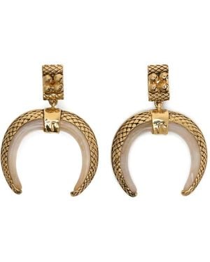 Roberto Cavalli Moon-Shaped Snake-Effect Earrings - Metallic