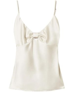 Twinset Satin Top With Knot - White