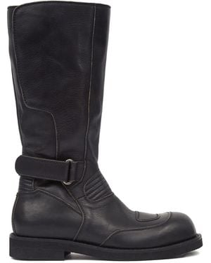 MM6 by Maison Margiela Leather Knee-High Boots - Black