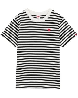 AAPE BY A BATHING AP Striped Heart-Patch T-Shirt - Black