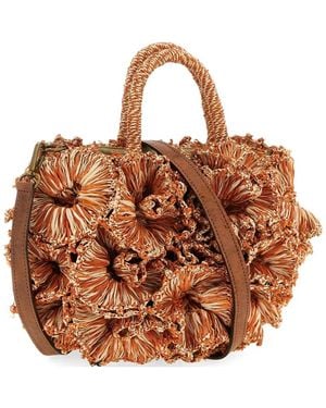 IBELIV Coral Raffia Tote Bag - Brown
