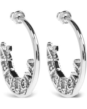 McQueen Orecchini A Cerchio Con Diamanti - Bianco