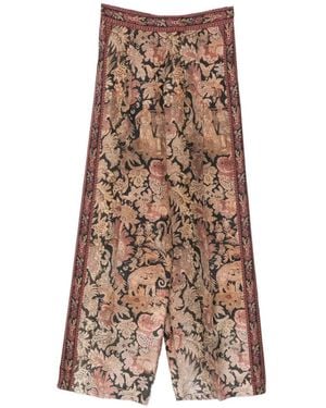 Pierre Louis Mascia Floral-Print Palazzo Trousers - Brown