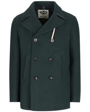 Camplin Notch-Lapel Double-Breasted Peacoat - Green