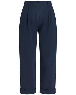 Etro Cropped Herringbone-Pattern Cotton Chinos - Blue