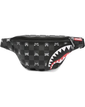 Sprayground Shark Mouth Chequered Belt Bag - Grey