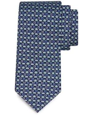 Ferragamo Frog-Print Silk Tie - Blue