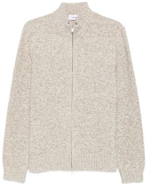 Lardini Zip-Up Marl-Knit Cardigan - White