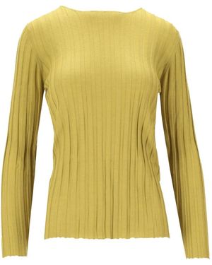 LA ROSE Ribbed Crew-Neck Sweater - Yellow