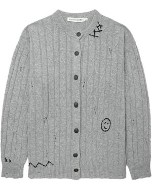 Joshua Sanders Cable-Knit Distressed-Effect Cardigan - Grey