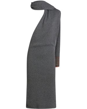 Etro Ribbed-Knit Midi Dress - Gray