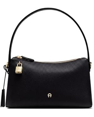 Aigner Small Delia Pebbled-Leather Tote Bag - Black