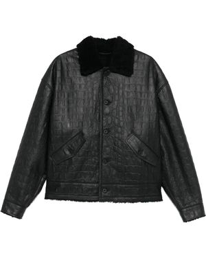Pence Jacke mit Kroko-Prägung - Schwarz