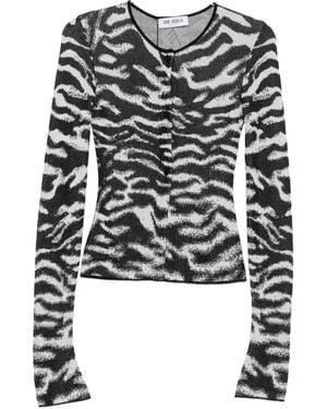 The Attico Zebra-Print Long-Sleeve Cardigan - White