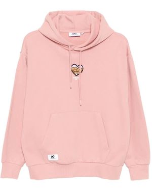 Chocoolate Puppy-Embroidered Hoodie - Pink