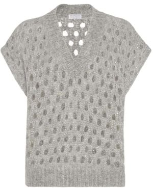 Brunello Cucinelli Open-Knit Jumper - Grey