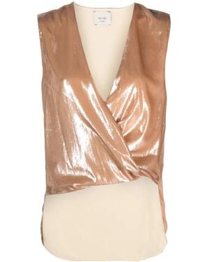 Alysi Metallic-Finish Sleeveless Top - Natural