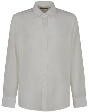 Canali Long-Sleeved Linen Shirt - Grey
