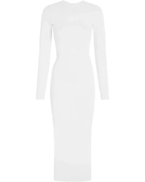 GAUGE81 Vestido Midi Huela De Punto Fino - Blanco
