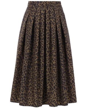 Aspesi Animal-Print Midi Skirt - Brown
