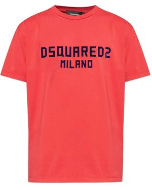 DSquared² Logo-Print Cotton T-Shirt - Pink