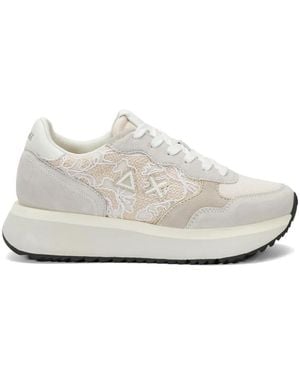Sun 68 Big Ally Flower Lace-Appliqué Sneakers - White