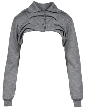 August Barron Gathered Cropped Cardigan - Grey