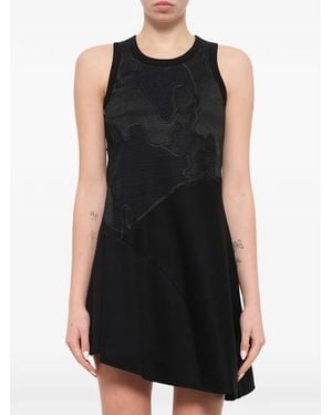 Neil Barrett Asymmetric Jacquard-Panel Mini Dress - Black
