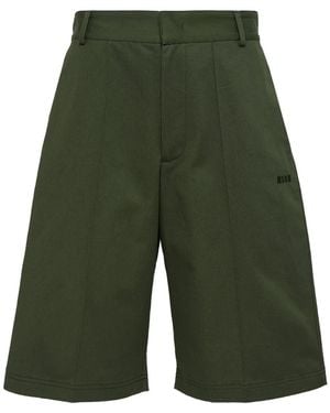 MSGM Logo-Embroidered Bermuda Shorts - Green