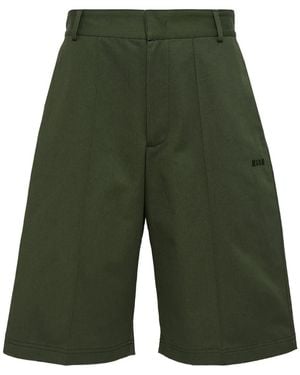 MSGM Logo-Embroidered Bermuda Shorts - Green