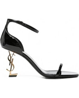 Saint Laurent Sandalias Opyum En Charol - Blanco