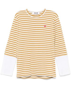 COMME DES GARÇONS PLAY ストライプ Tシャツ - ナチュラル