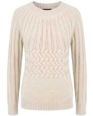 Moorer Cable-Knit Ribbed Sweater - White