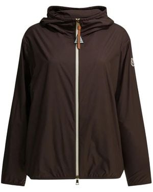 Moncler Logo-Patch Hooded Jacket - Brown