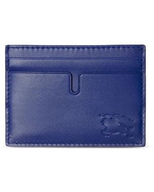 Burberry Leather Card Holder With Logo - Blue