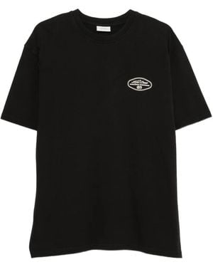Les Deux Worldwide Logo-Print Cotton T-Shirt - Black