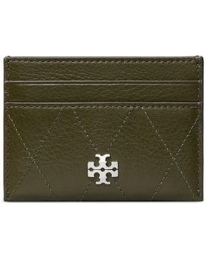 Tory Burch Charlie Quilted Logo-Plaque Cardholder - Green