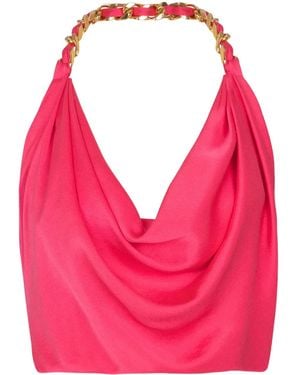 Balmain Chain-Strap Silk-Crepe Top - Pink